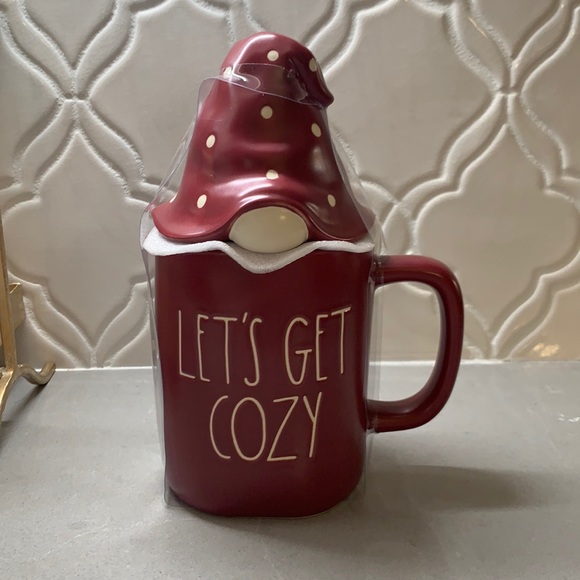 Rae Dunn ~ Let’s Get Cozy mug with lid ~ Wine & Cream - Picture 2 of 4